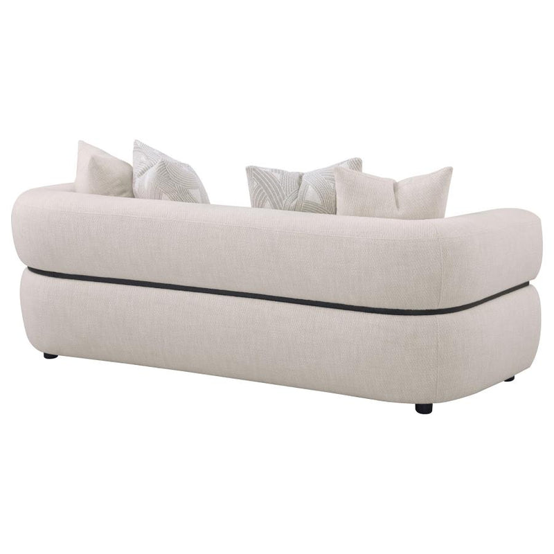 Jeanette 84-inch Fabric Upholstered Round Arm Sofa Beige-zoom-