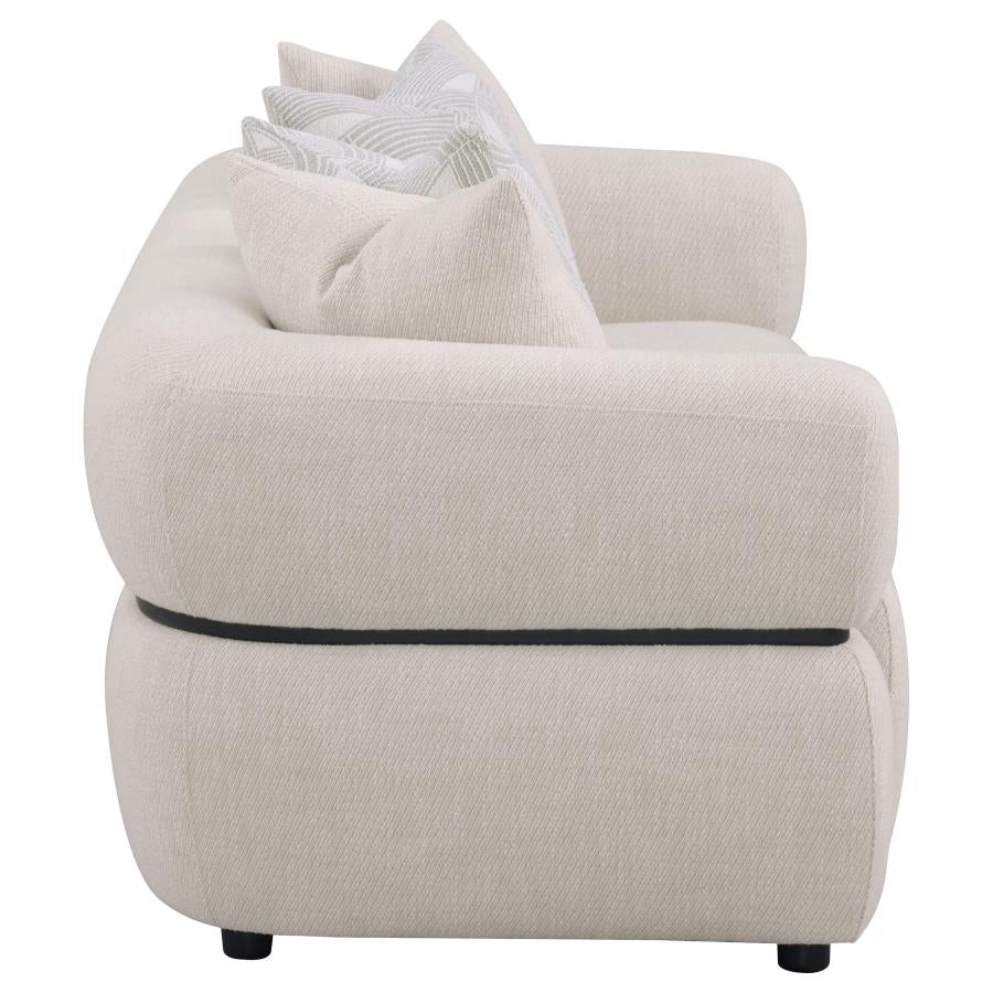 Jeanette 84-inch Fabric Upholstered Round Arm Sofa Beige-zoom-8