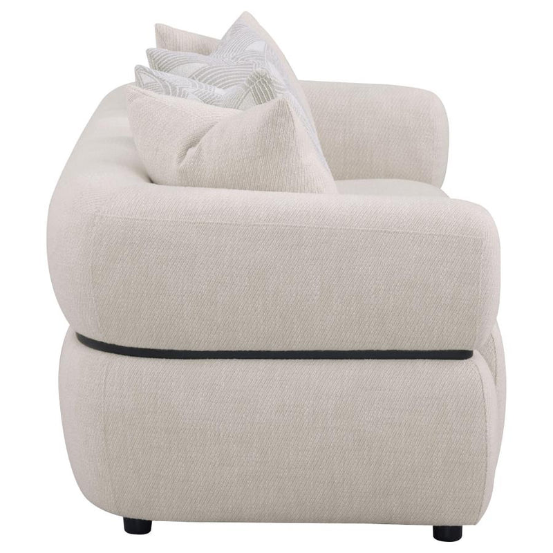 Jeanette 84-inch Fabric Upholstered Round Arm Sofa Beige-zoom-