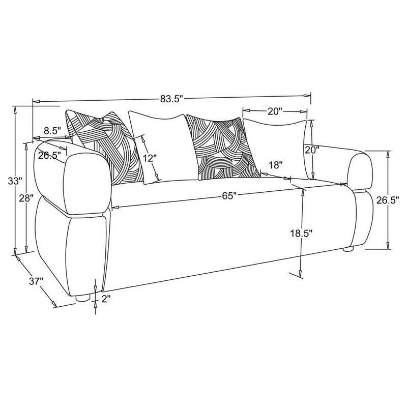 Jeanette 84-inch Fabric Upholstered Round Arm Sofa Beige-zoom-
