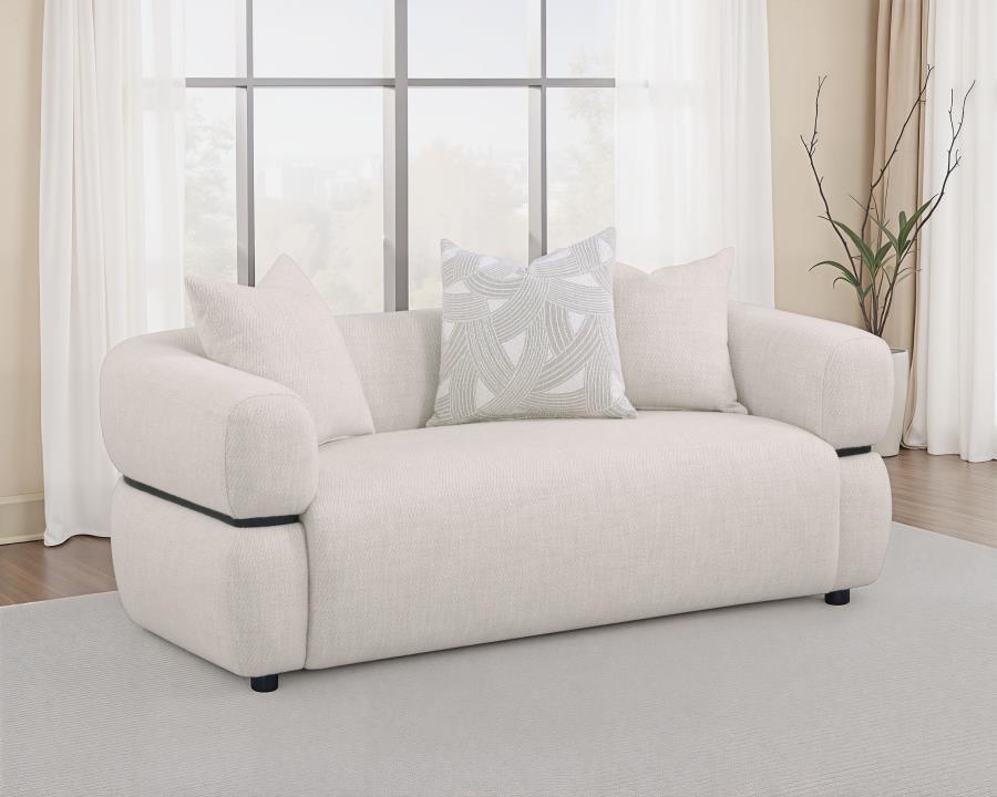Jeanette 73-inch Fabric Upholstered Round Arm Loveseat Beige-zoom-2