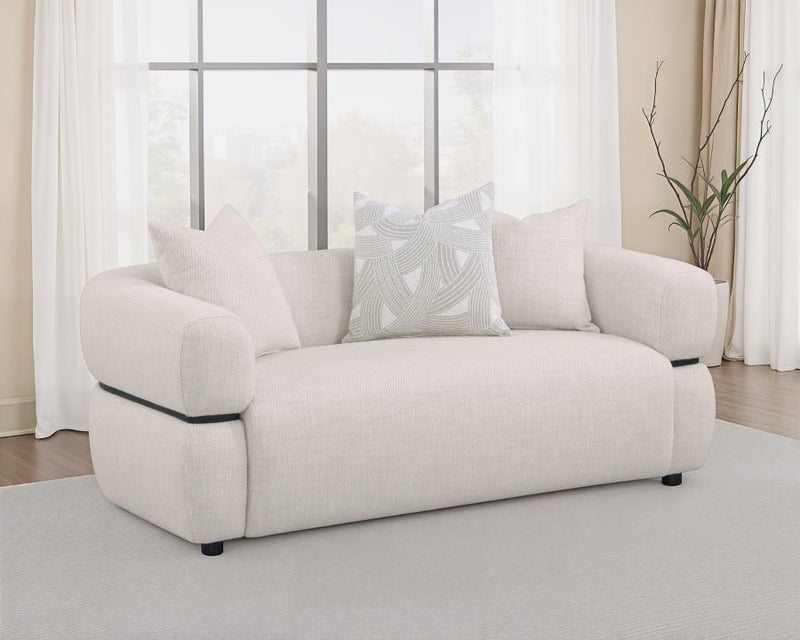 Jeanette 73-inch Fabric Upholstered Round Arm Loveseat Beige-zoom-