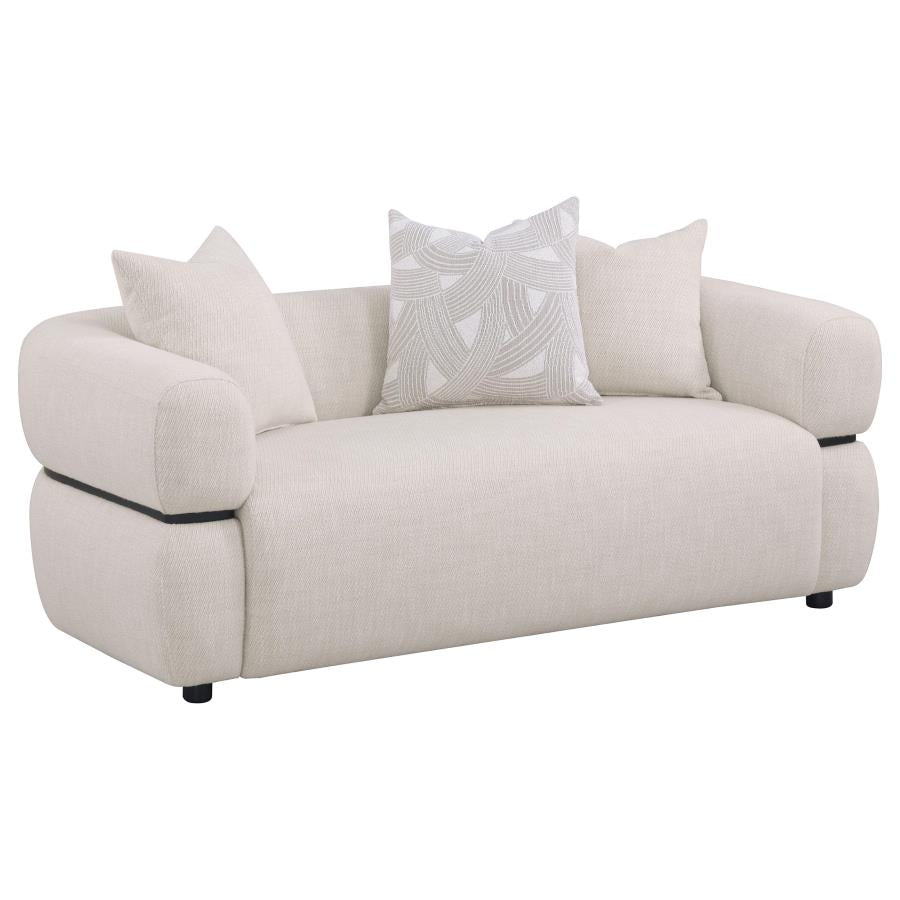 Jeanette 73-inch Fabric Upholstered Round Arm Loveseat Beige-1