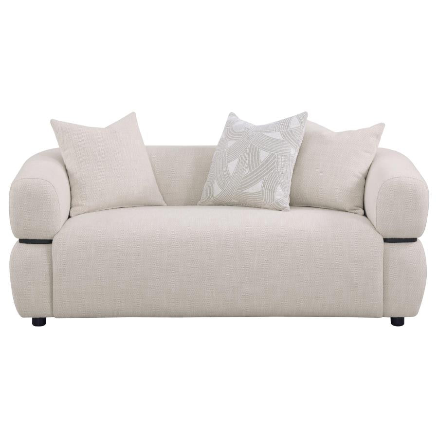 Jeanette 73-inch Fabric Upholstered Round Arm Loveseat Beige-zoom-3