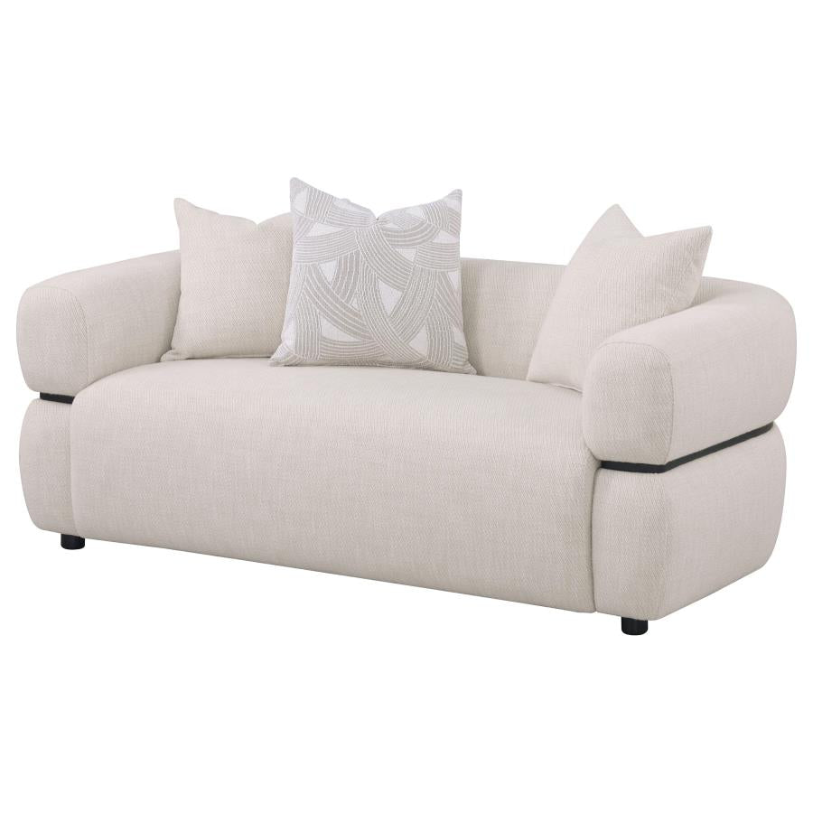 Jeanette 73-inch Fabric Upholstered Round Arm Loveseat Beige-zoom-4