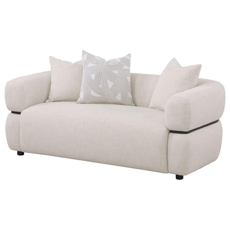 Jeanette 73-inch Fabric Upholstered Round Arm Loveseat Beige-zoom-