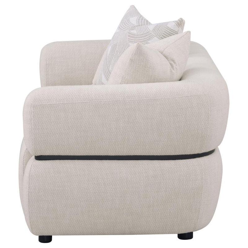 Jeanette 73-inch Fabric Upholstered Round Arm Loveseat Beige-zoom-