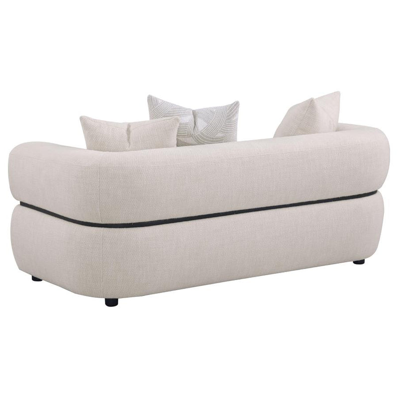 Jeanette 73-inch Fabric Upholstered Round Arm Loveseat Beige-zoom-