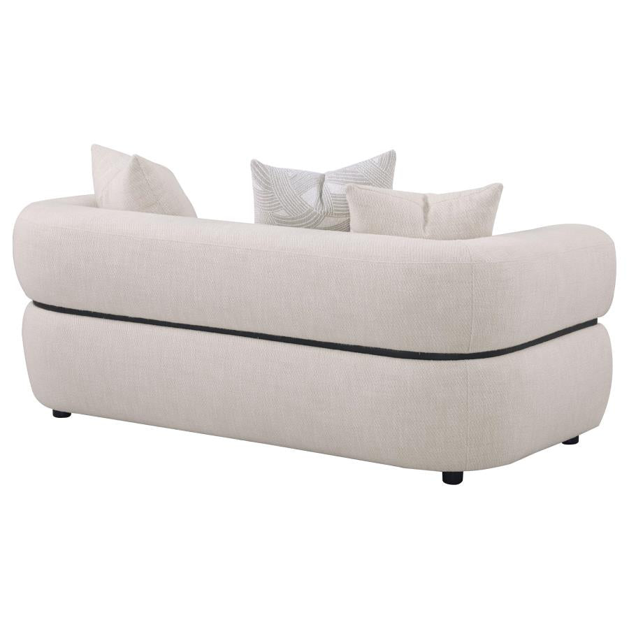Jeanette 73-inch Fabric Upholstered Round Arm Loveseat Beige-7