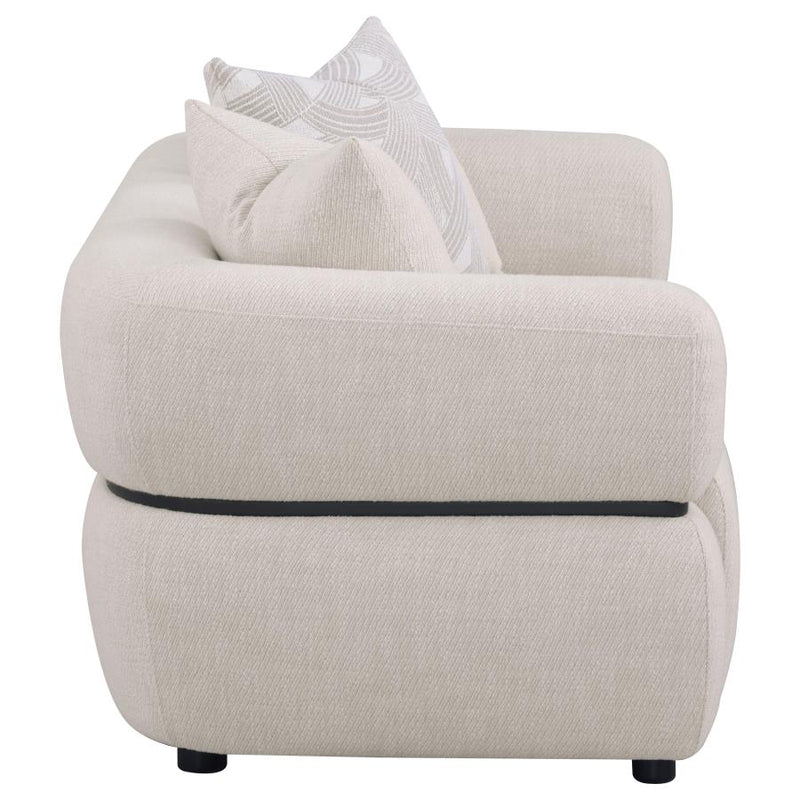 Jeanette 73-inch Fabric Upholstered Round Arm Loveseat Beige-zoom-