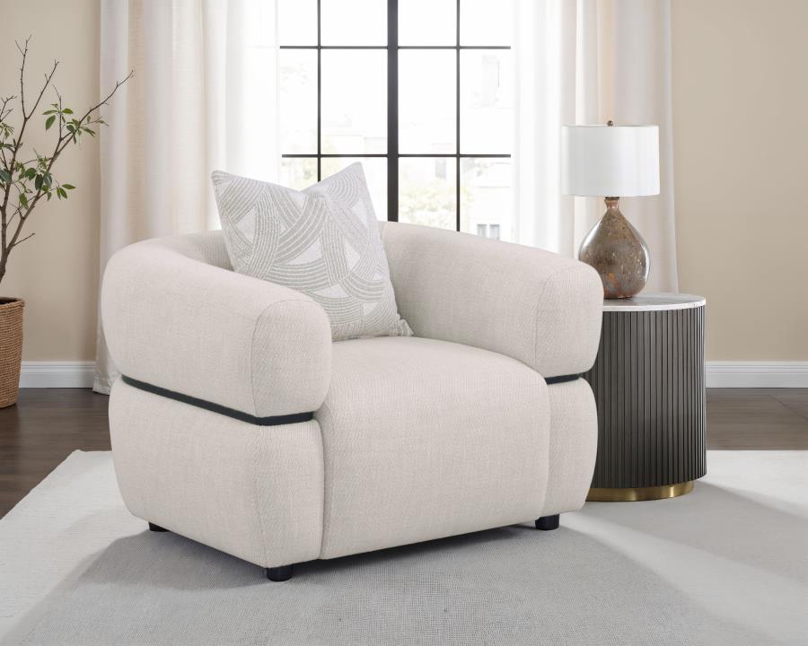 Jeanette Fabric Upholstered Round Arm Accent Chair Beige-zoom-2
