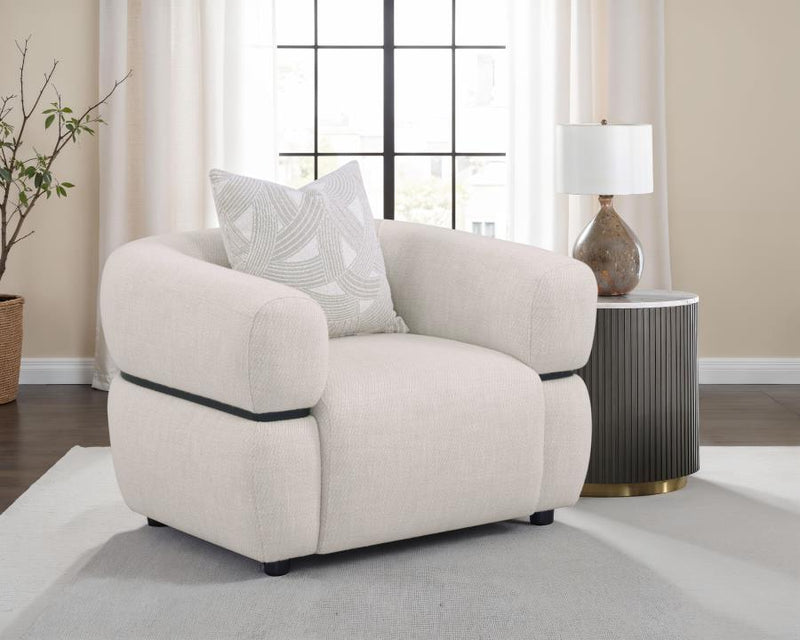 Jeanette Fabric Upholstered Round Arm Accent Chair Beige-zoom-
