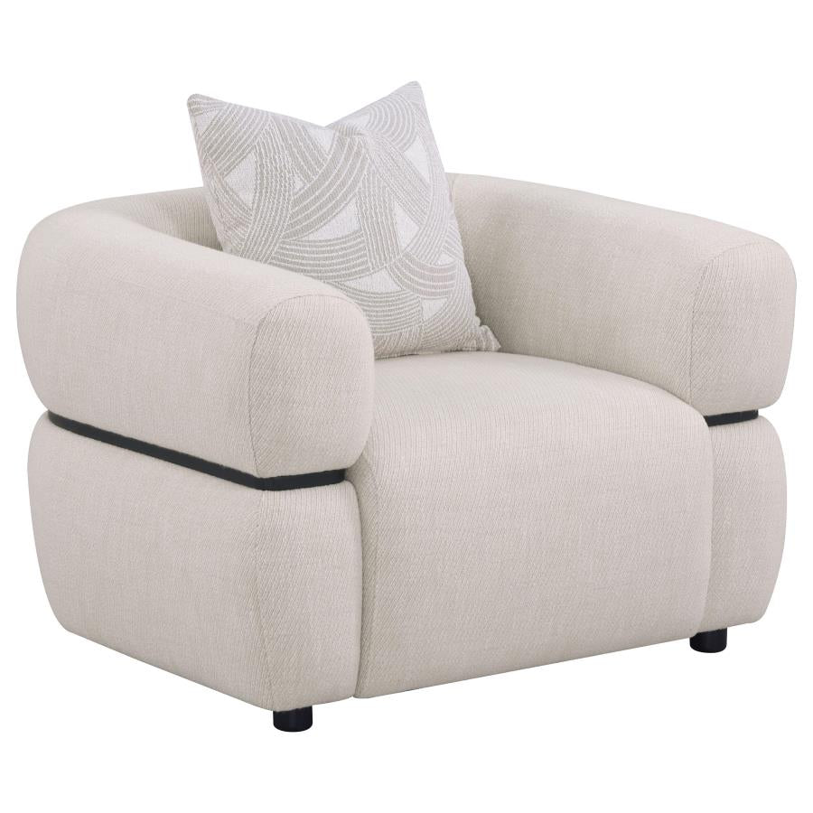 Jeanette Fabric Upholstered Round Arm Accent Chair Beige-1