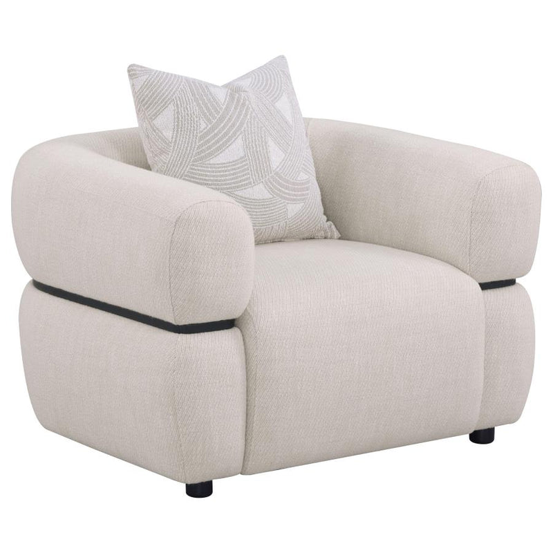 Jeanette Fabric Upholstered Round Arm Accent Chair Beige-zoom-