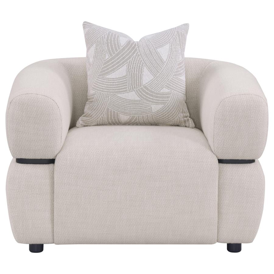 Jeanette Fabric Upholstered Round Arm Accent Chair Beige-3