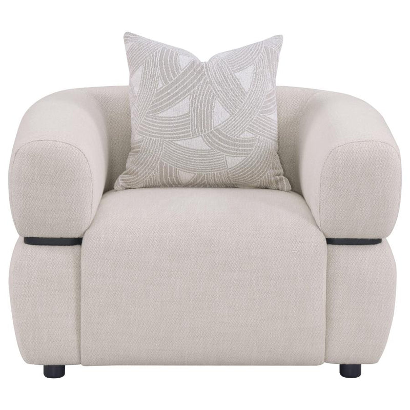 Jeanette Fabric Upholstered Round Arm Accent Chair Beige-zoom-