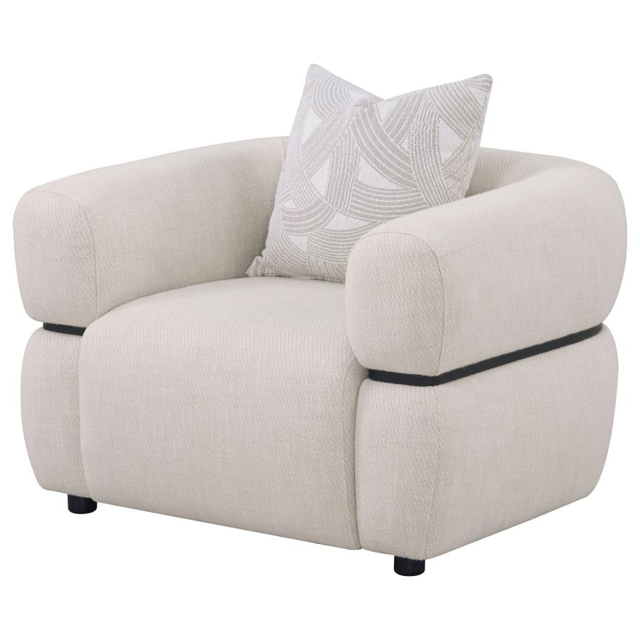 Jeanette Fabric Upholstered Round Arm Accent Chair Beige-4