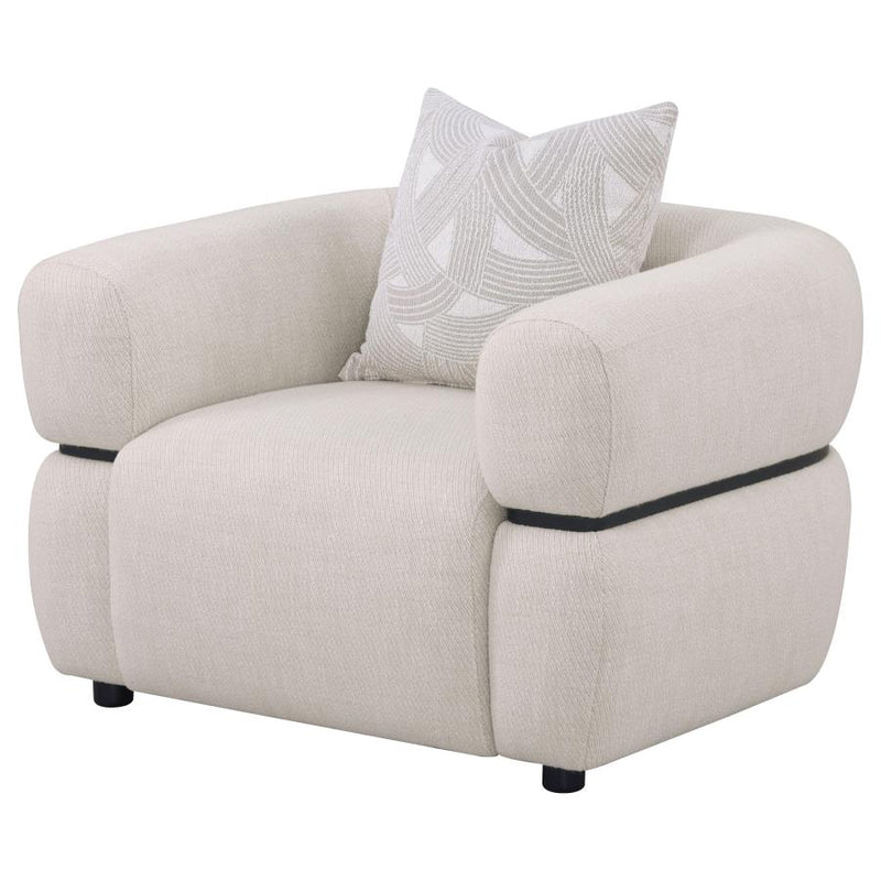 Jeanette Fabric Upholstered Round Arm Accent Chair Beige-zoom-