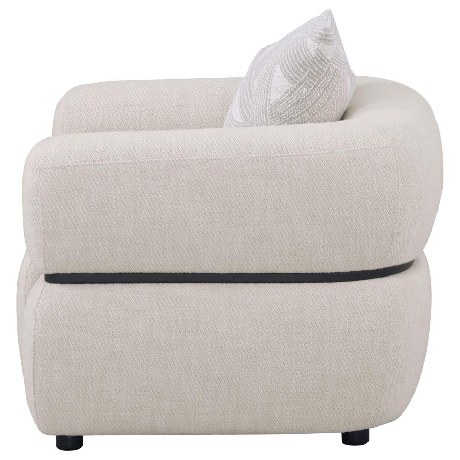 Jeanette Fabric Upholstered Round Arm Accent Chair Beige-5