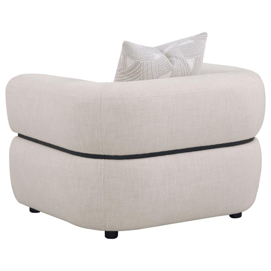 Jeanette Fabric Upholstered Round Arm Accent Chair Beige-6