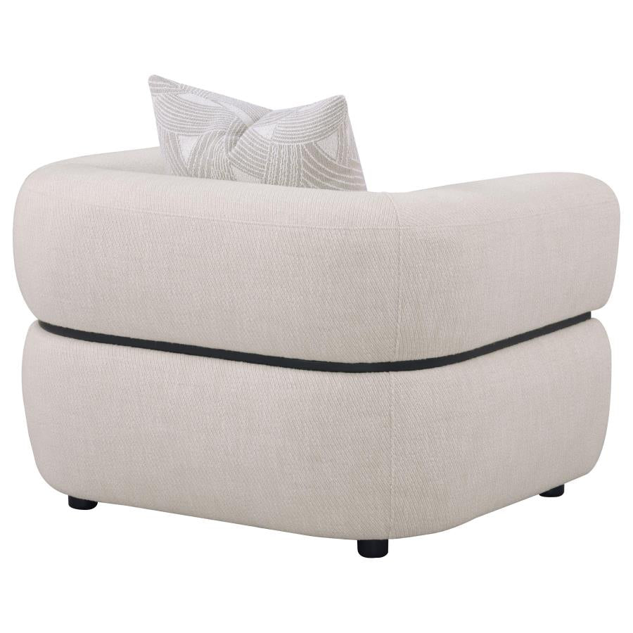 Jeanette Fabric Upholstered Round Arm Accent Chair Beige-7