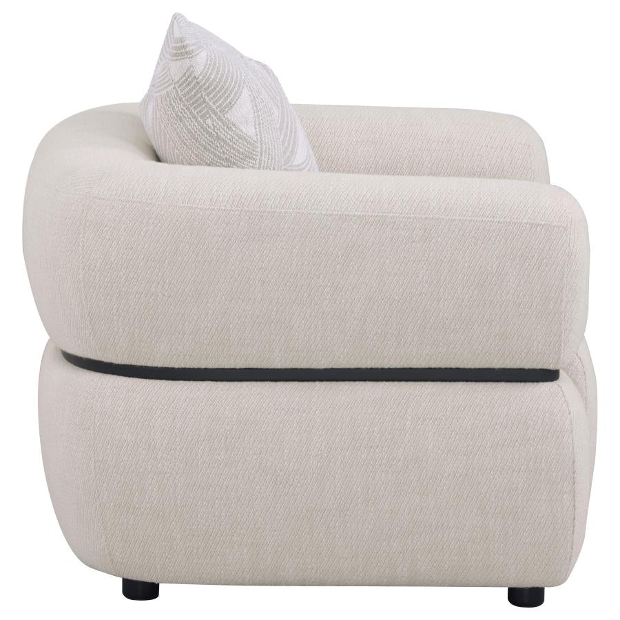 Jeanette Fabric Upholstered Round Arm Accent Chair Beige-zoom-8