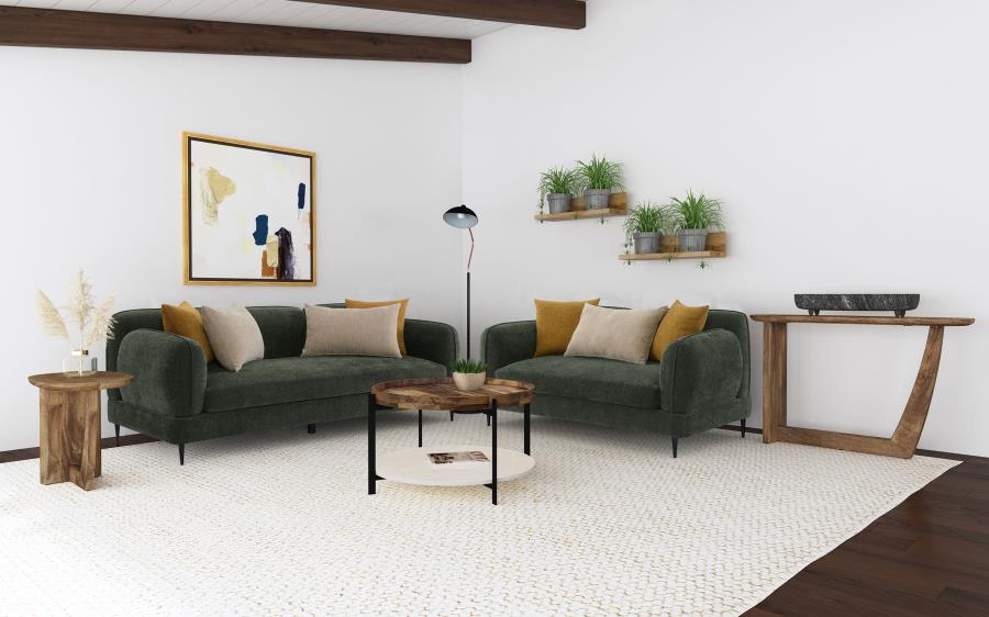 Jade 2-piece Chenille Upholstered Sofa Set Green-zoom-1
