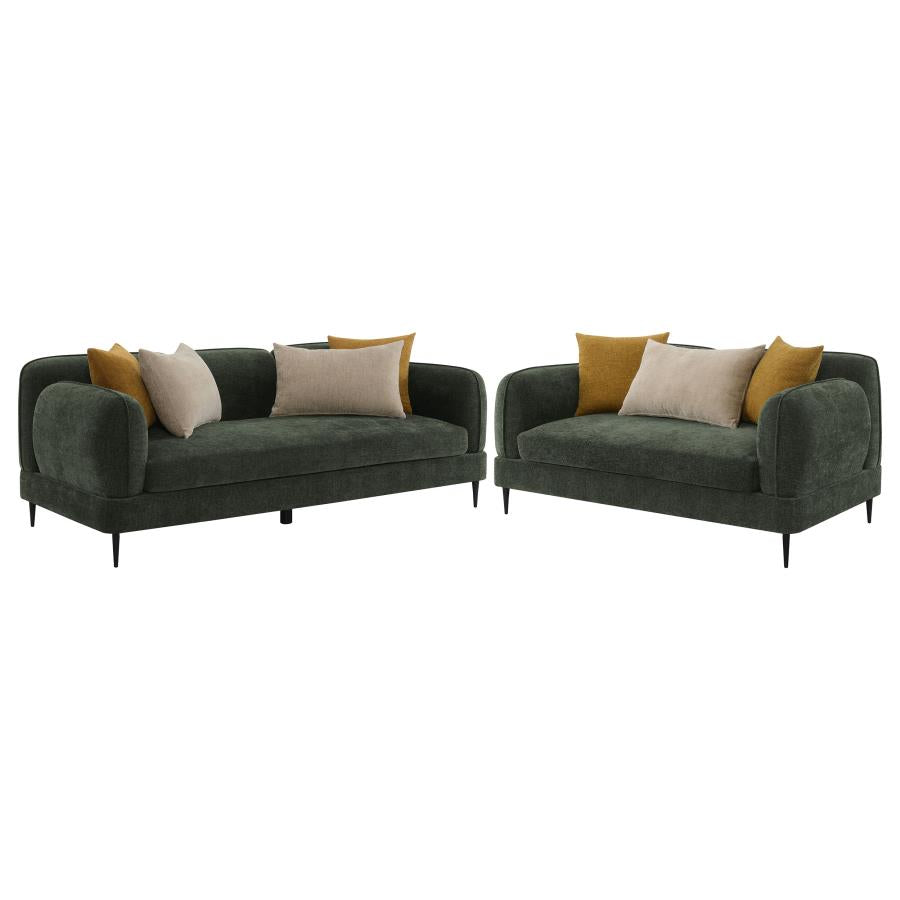 Jade 2-piece Chenille Upholstered Sofa Set Green-2