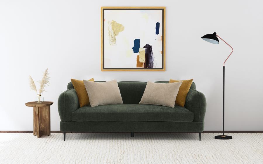 Jade Chenille Upholstered Modern Track Arm Sofa Green-2
