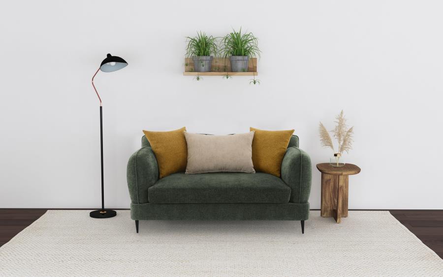 Jade Chenille Upholstered Modern Track Arm Loveseat Green-zoom-2