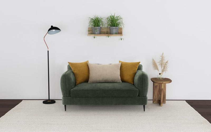 Jade Chenille Upholstered Modern Track Arm Loveseat Green-zoom-