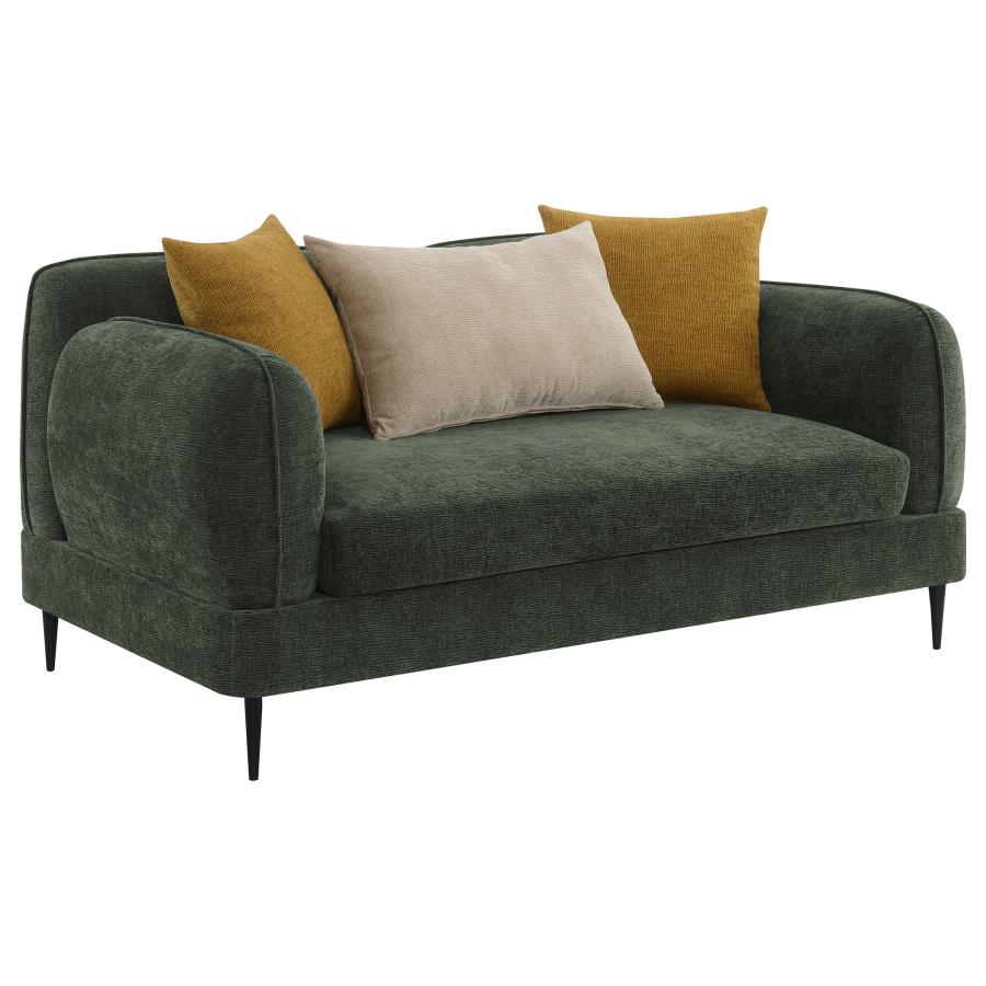 Jade Chenille Upholstered Modern Track Arm Loveseat Green-1