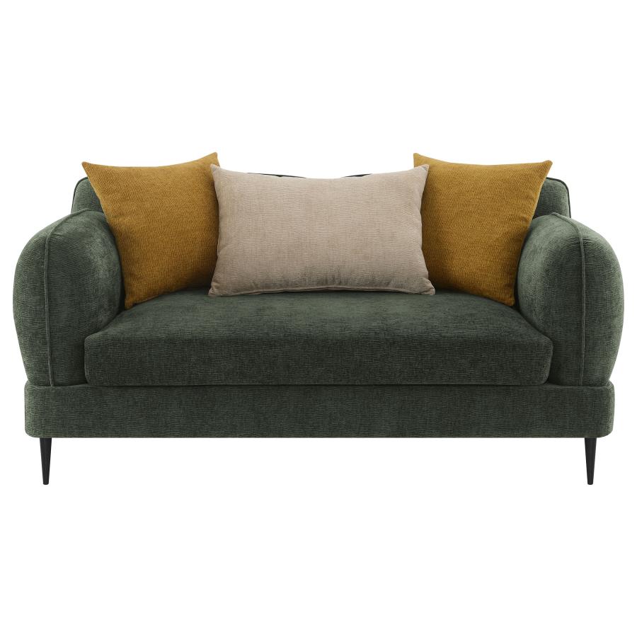 Jade Chenille Upholstered Modern Track Arm Loveseat Green-zoom-3