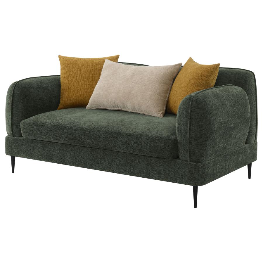 Jade Chenille Upholstered Modern Track Arm Loveseat Green-zoom-4