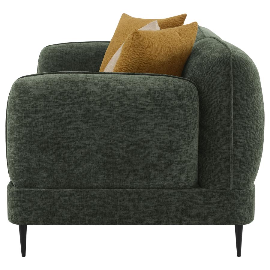 Jade Chenille Upholstered Modern Track Arm Loveseat Green-zoom-5