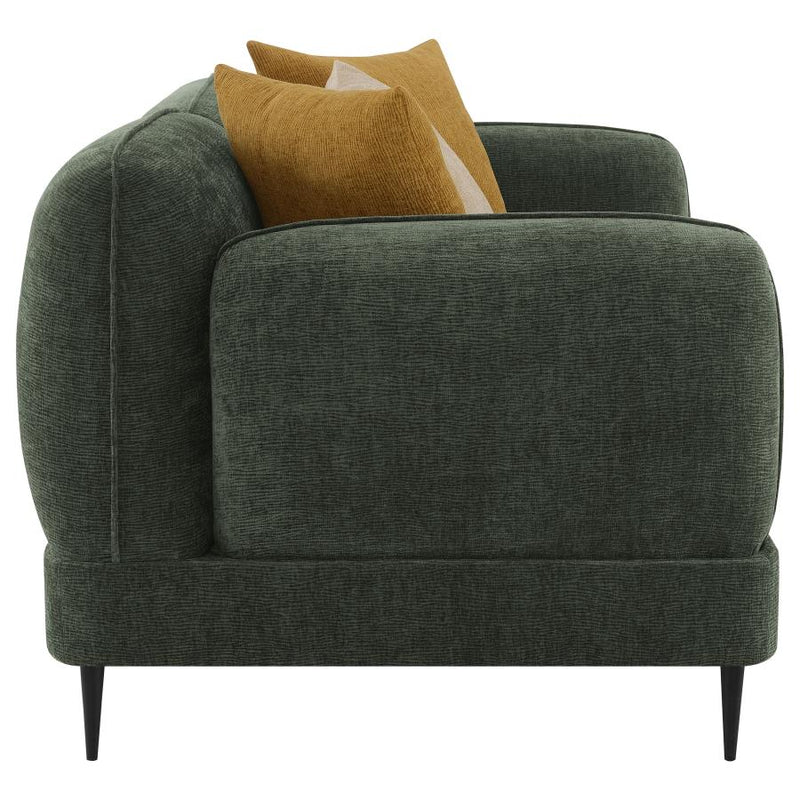 Jade Chenille Upholstered Modern Track Arm Loveseat Green-zoom-