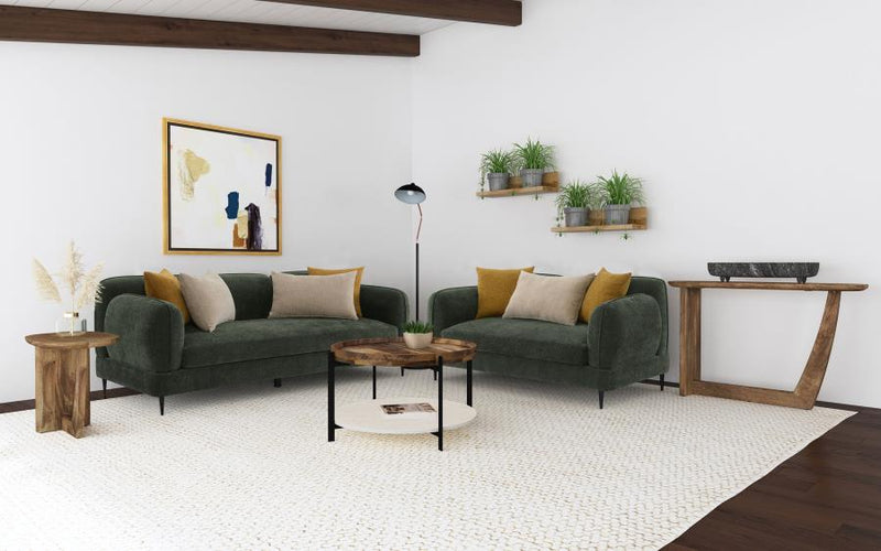 Jade Chenille Upholstered Modern Track Arm Loveseat Green-zoom-