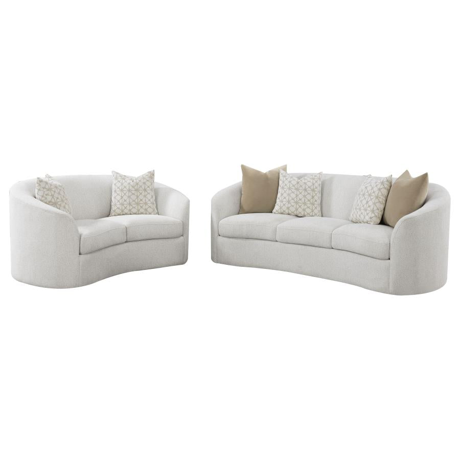 Rainn 2-piece Boucle Upholstered Sloped Arm Sofa Set Latte-2