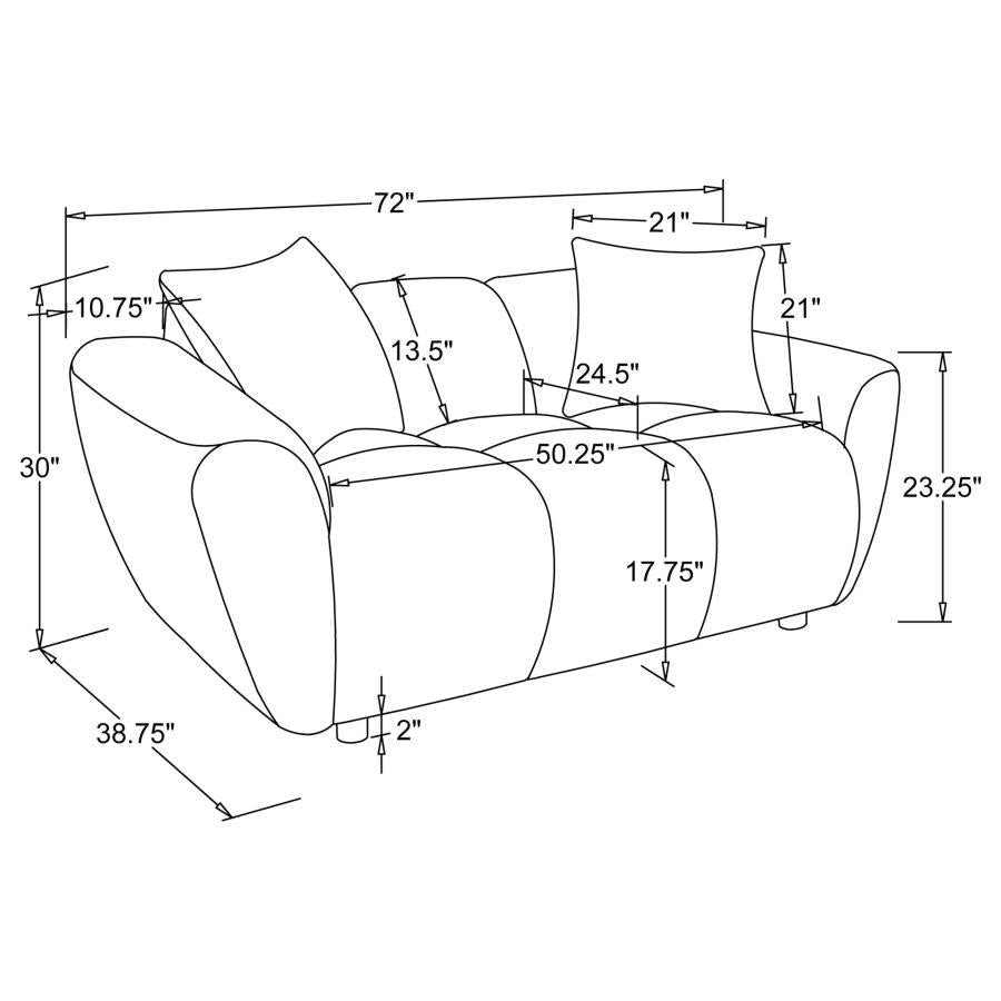 Destino Chenille Upholstered Splayed Arm Loveseat Greige-10