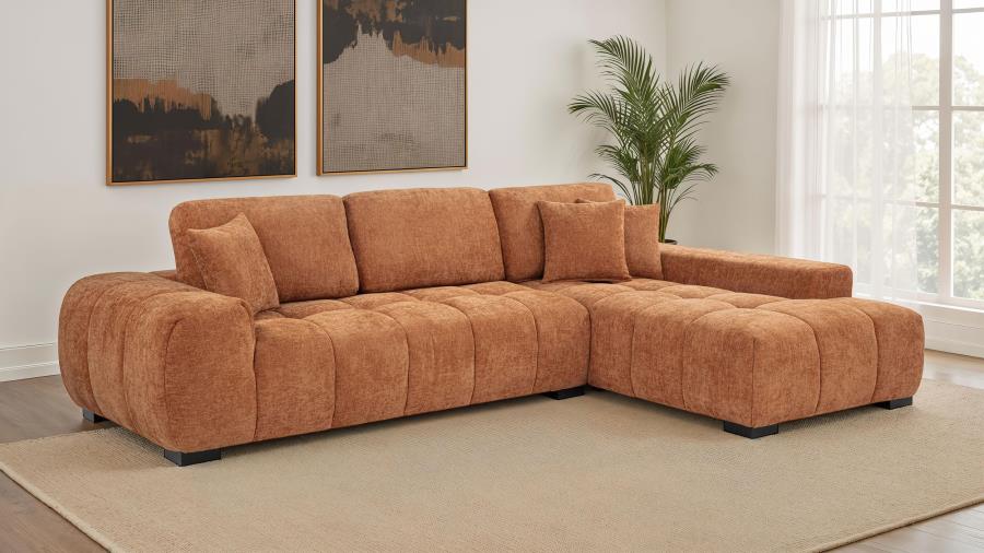 Octavia Upholstered Sectional Chaise Sofa Orange-zoom-2