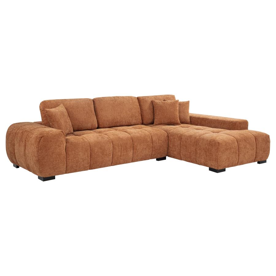 Octavia Upholstered Sectional Chaise Sofa Orange-zoom-1