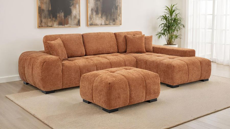 Octavia Upholstered Rectangular Ottoman Orange-zoom-