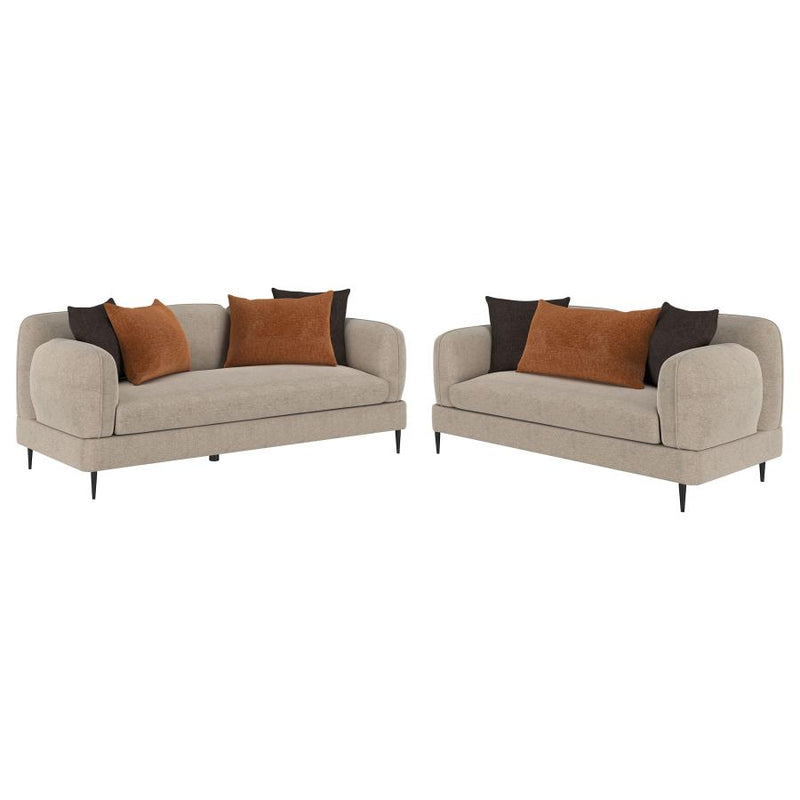 Jade 2-piece Chenille Upholstered Sofa Set Latte-zoom-