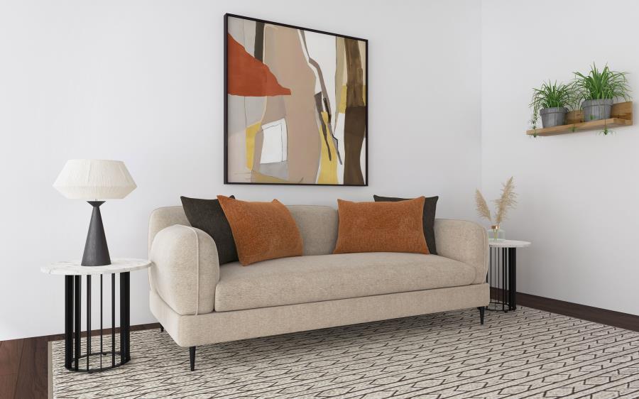 Jade Chenille Upholstered Sculpted Track Arm Sofa Latte-2
