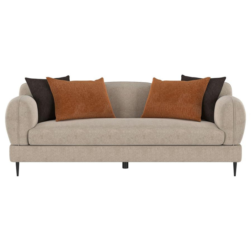 Jade Chenille Upholstered Sculpted Track Arm Sofa Latte-zoom-