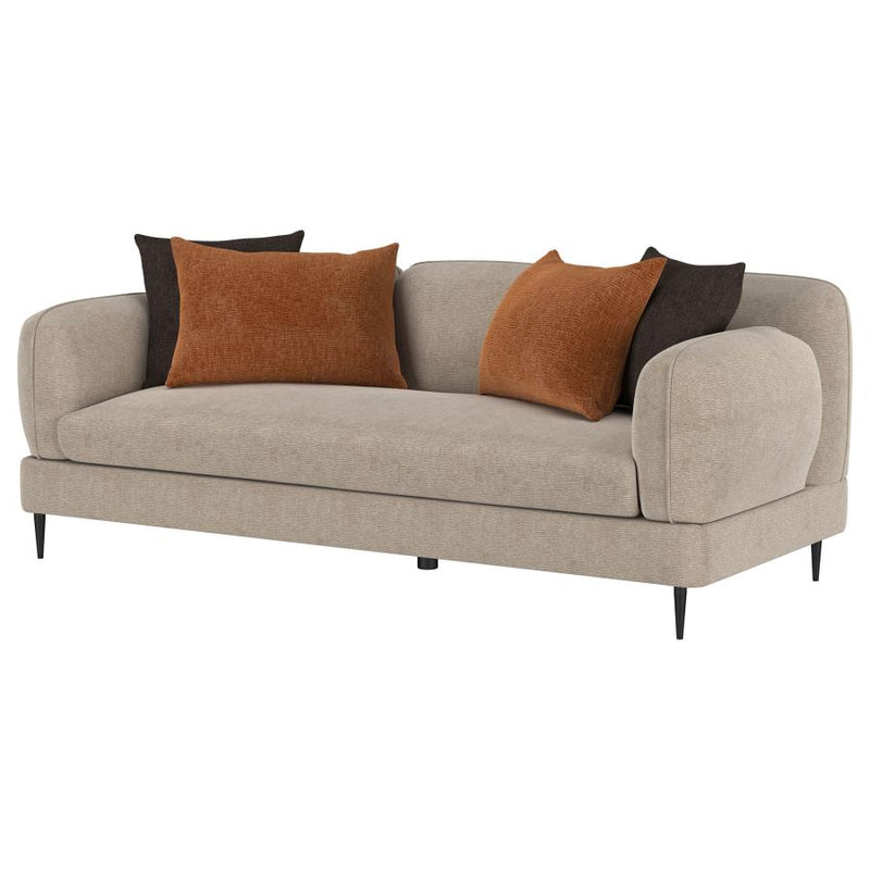 Jade Chenille Upholstered Sculpted Track Arm Sofa Latte-zoom-