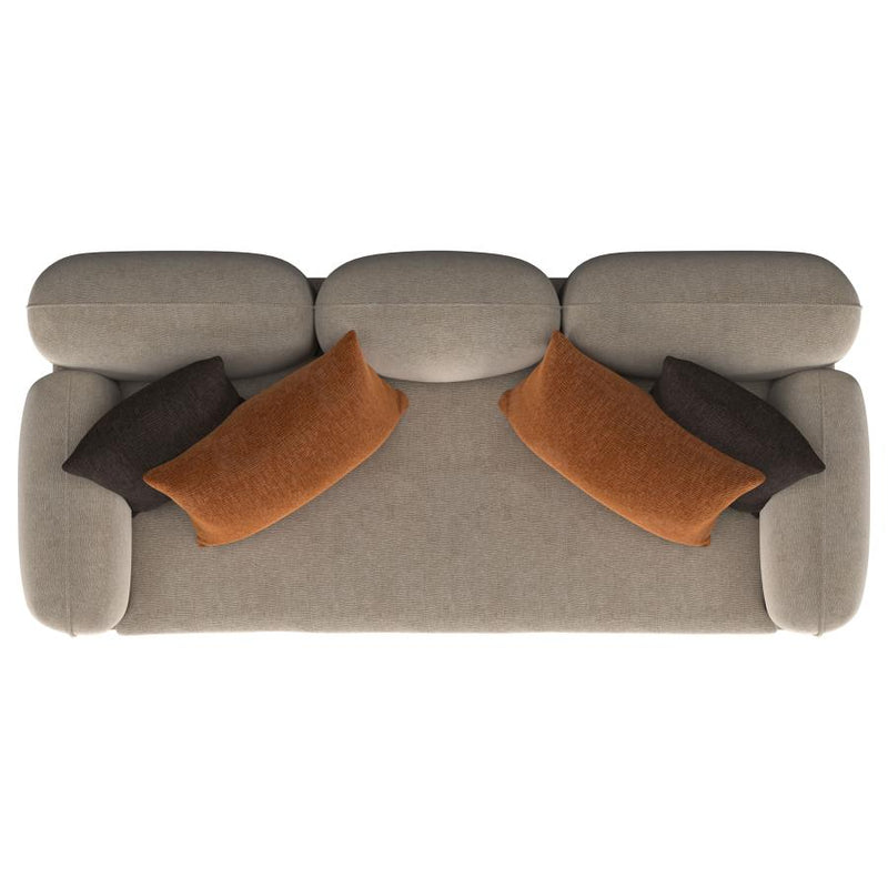 Jade Chenille Upholstered Sculpted Track Arm Sofa Latte-zoom-