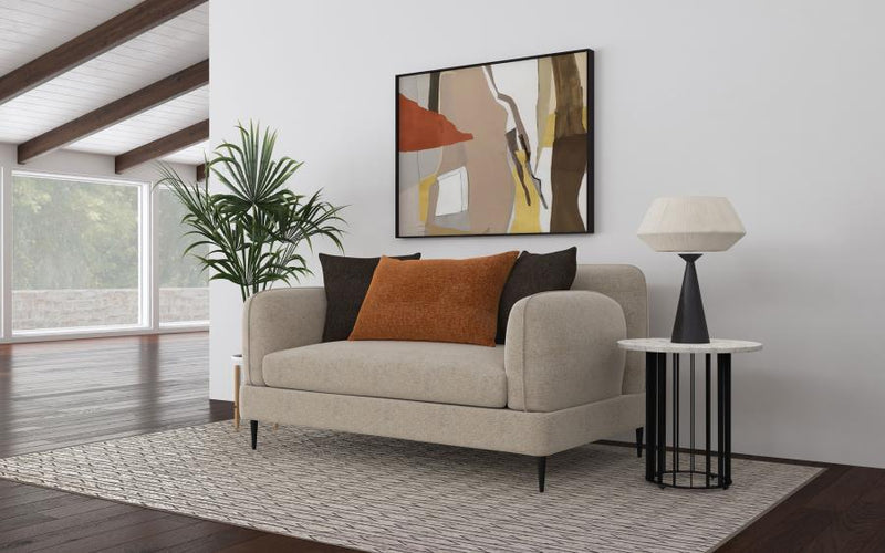 Jade Chenille Upholstered Sculpted Track Arm Loveseat Latte-zoom-