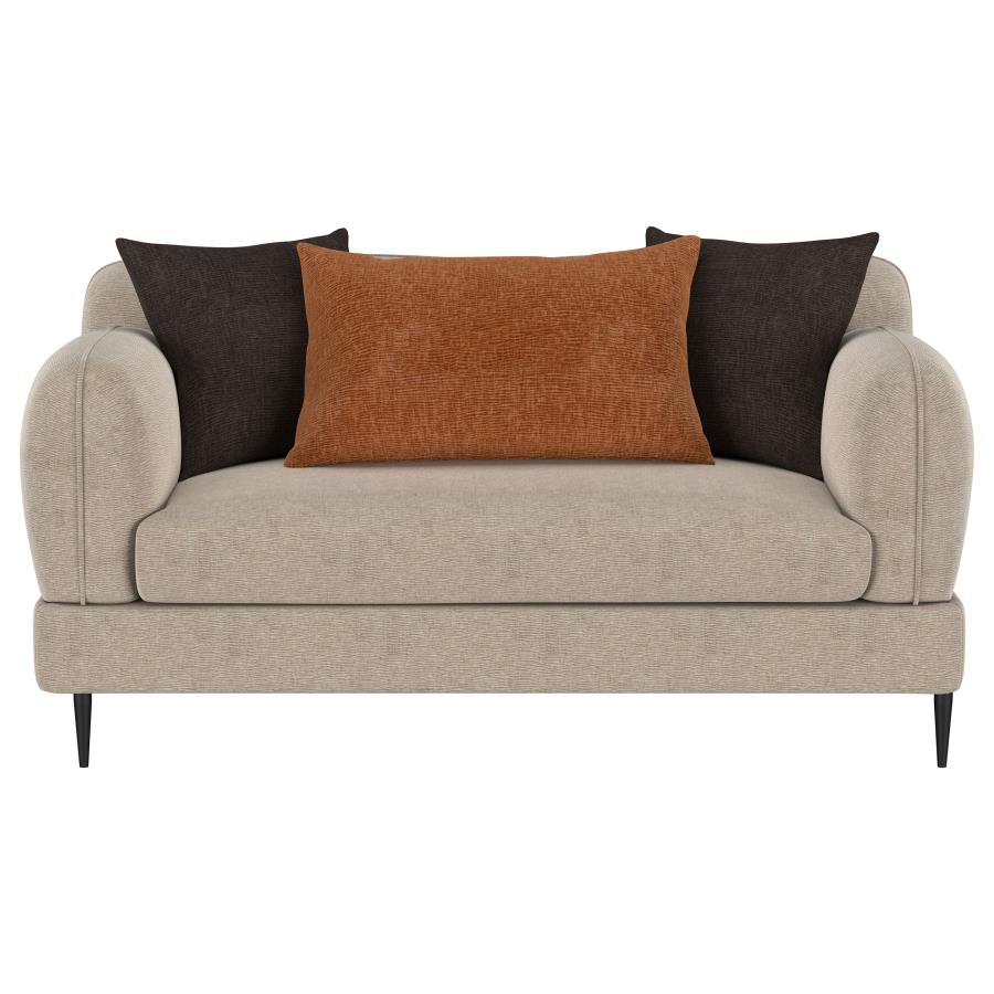 Jade Chenille Upholstered Sculpted Track Arm Loveseat Latte-3