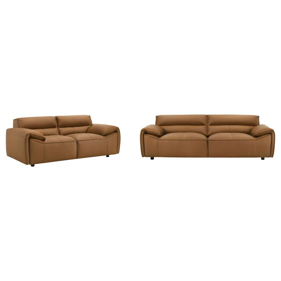 Buxton 2-piece Leather Upholstered Sofa Set Orange-2